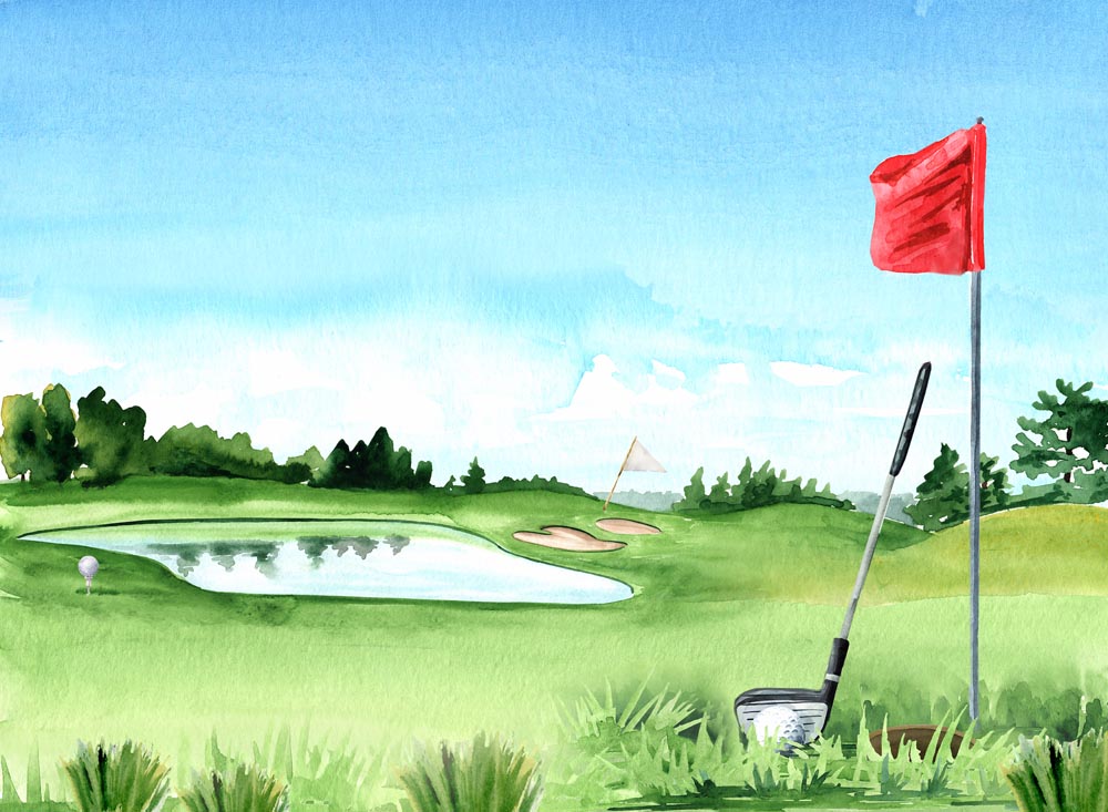 Fox Summer Golf Course Vinyl/Fabric Backdrop