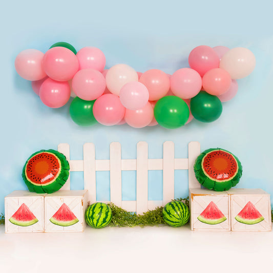 Fox Summer Cakesmash Watermelon Birthday Vinyl Backdrop