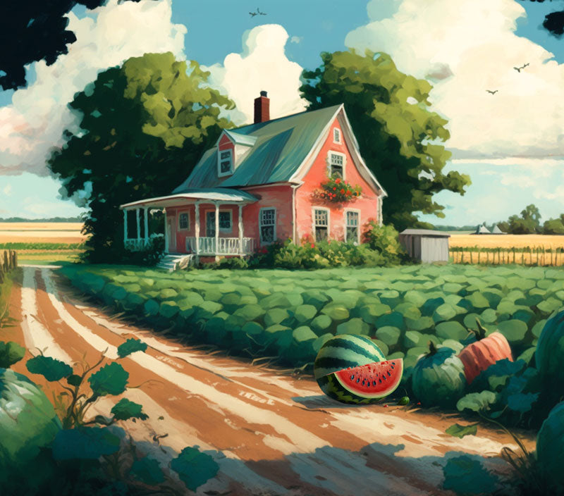 Fox Farm House Summer Vinyl/Fabric Spring Backdrop Designed By Blanca Perez