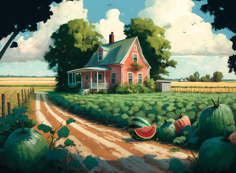Fox Farm House Summer Vinyl/Fabric Spring Backdrop Designed By Blanca Perez