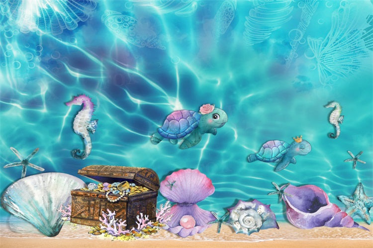 Fox Summer Sea Turtle Shell Vinyl/Fabric Backdrop