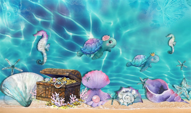 Fox Summer Sea Turtle Shell Vinyl/Fabric Backdrop