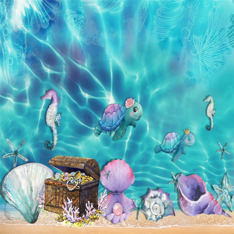 Fox Summer Sea Turtle Shell Vinyl/Fabric Backdrop