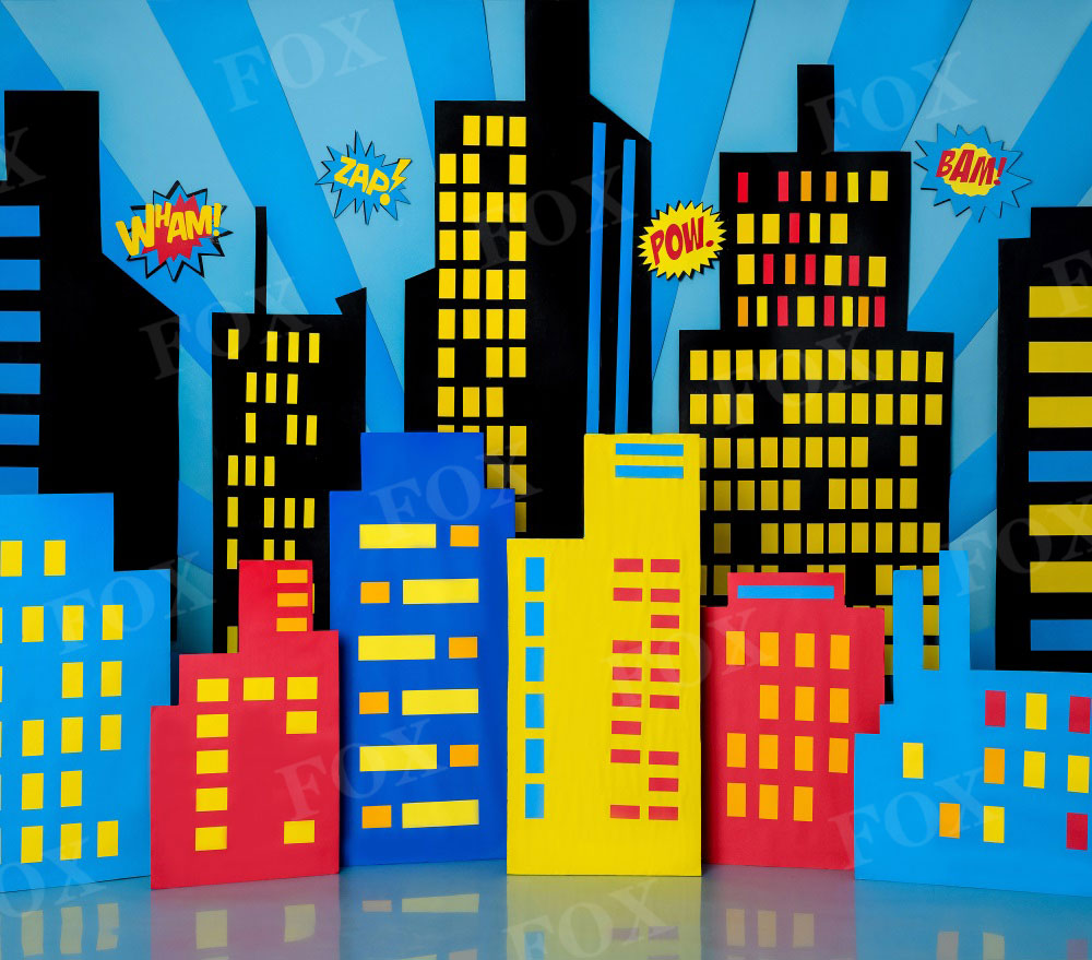 Fox Super Hero Vinyl/Fabric Backdrop Designed by Claudia Uribe
