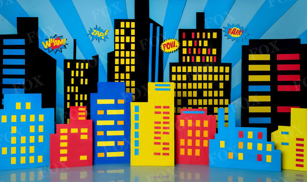 Fox Super Hero Vinyl/Fabric Backdrop Designed by Claudia Uribe