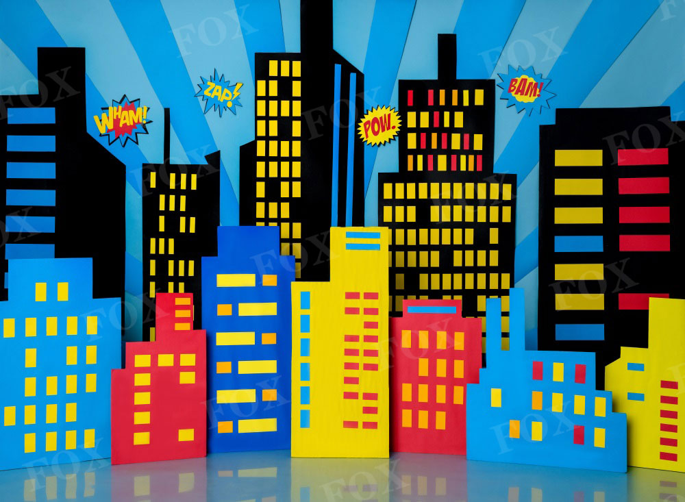 Fox Super Hero Vinyl/Fabric Backdrop Designed by Claudia Uribe