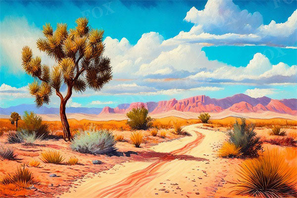Fox Oil Painting Desert Summer Vinyl Backdrop Designed By Blanca Perez
