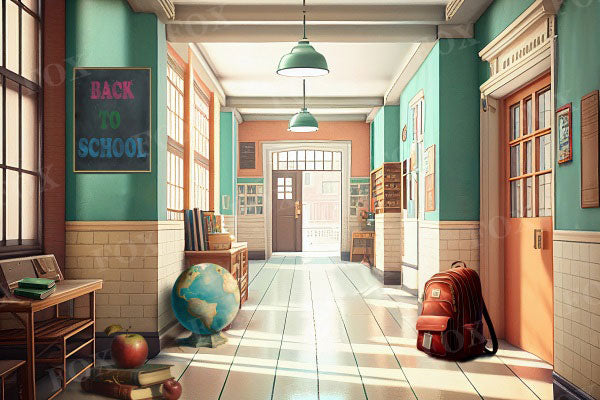 Fox Back To School School Corridor Vinyl Backdrop Designed By Blanca Perez
