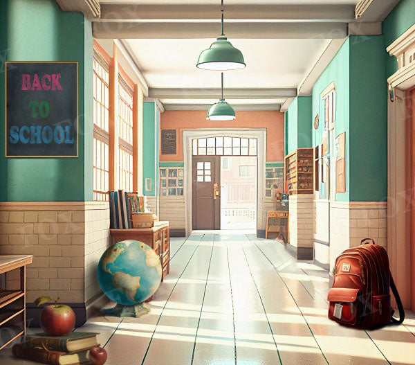 Fox Back To School School Corridor Vinyl Backdrop Designed By Blanca Perez
