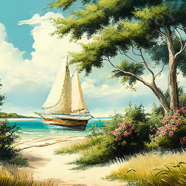 Fox Summer Retro Boat Vinyl Backdrop Designed By Blanca Perez