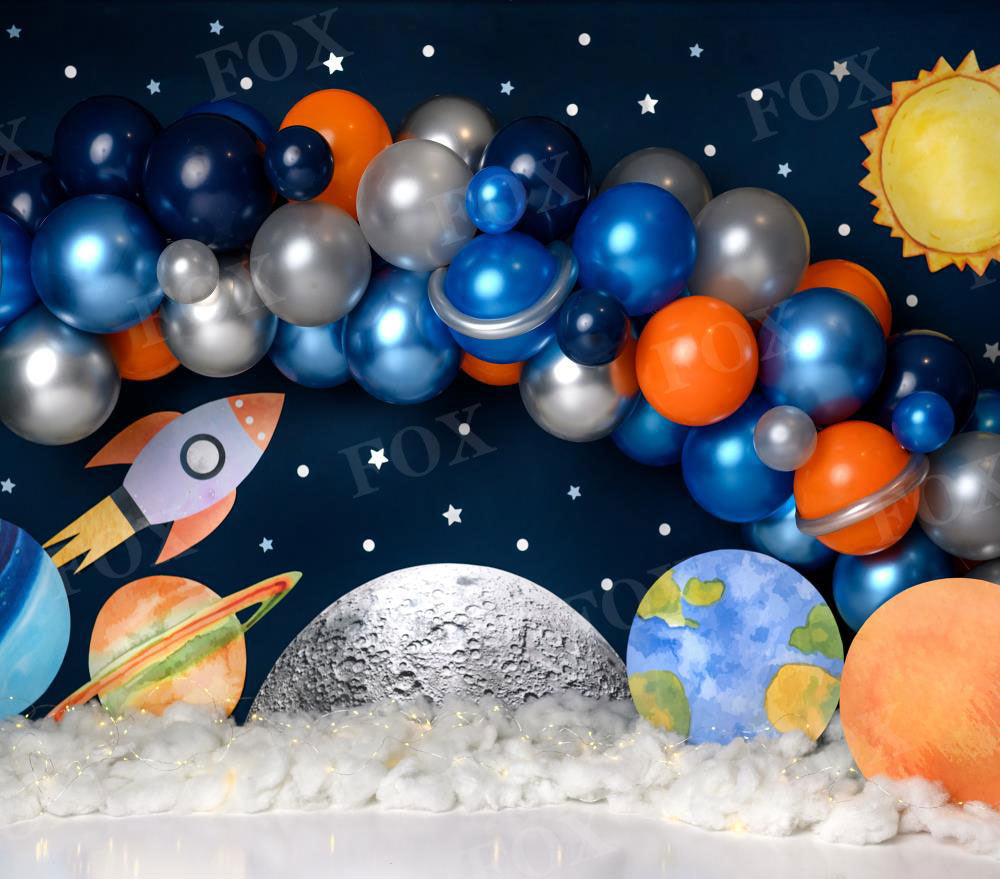 Fox Universe Birthday Vinyl Backdrop Designed by Claudia Uribe