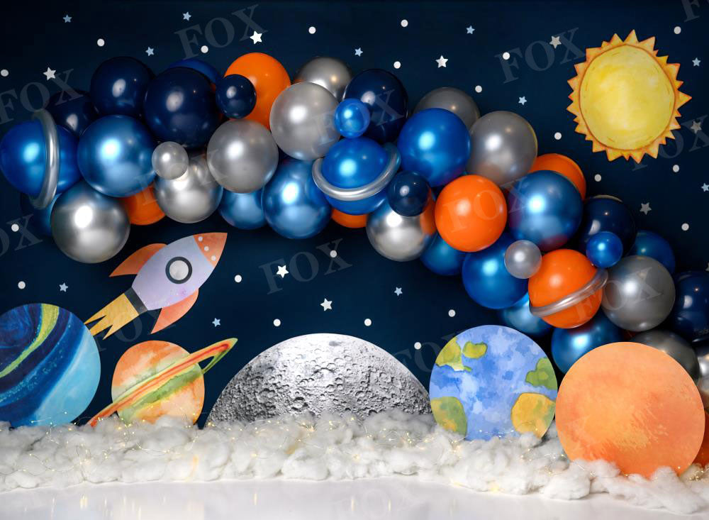 Fox Universe Birthday Vinyl Backdrop Designed by Claudia Uribe