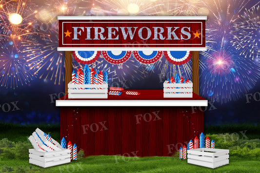 Fox 4th of July Independence Day Fireworks Vinyl Backdrop