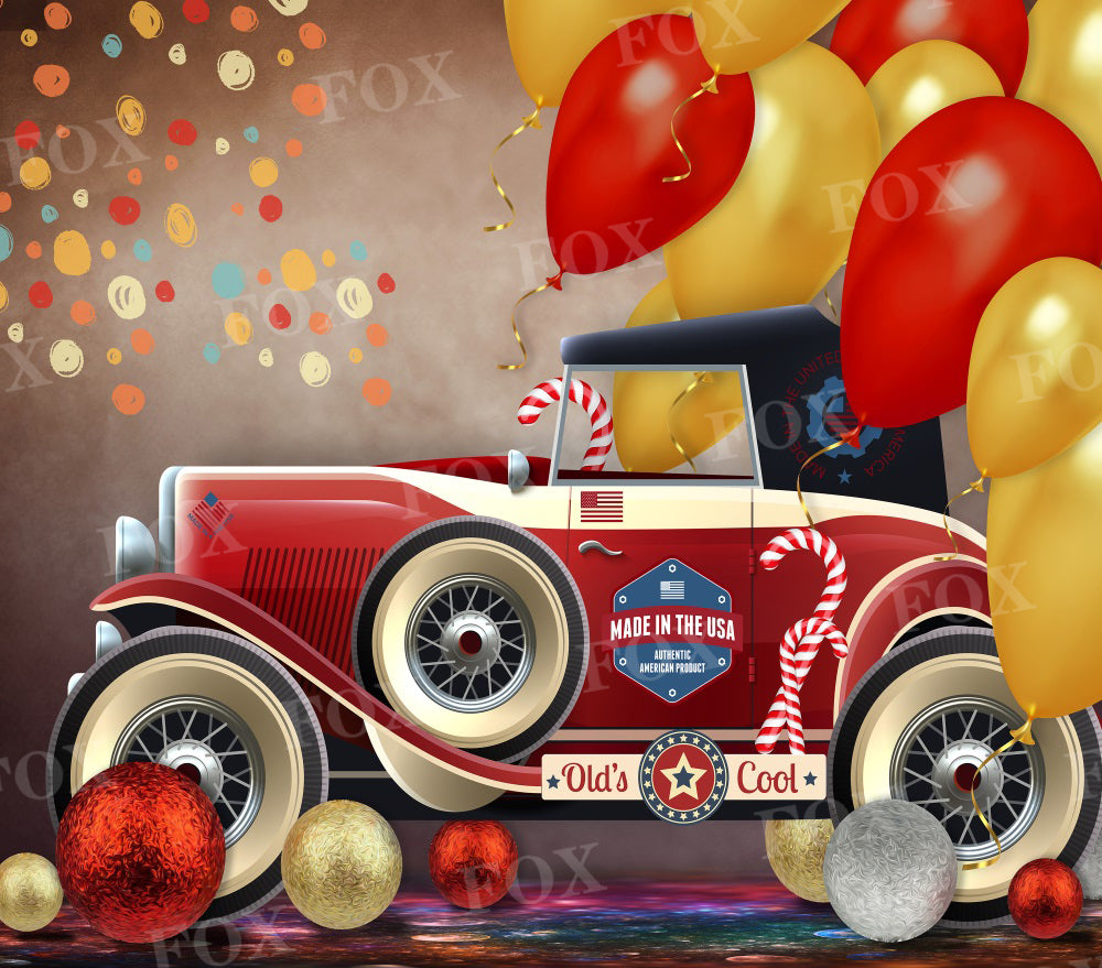 Fox Independence Day Car Fabric/Vinyl Backdrop