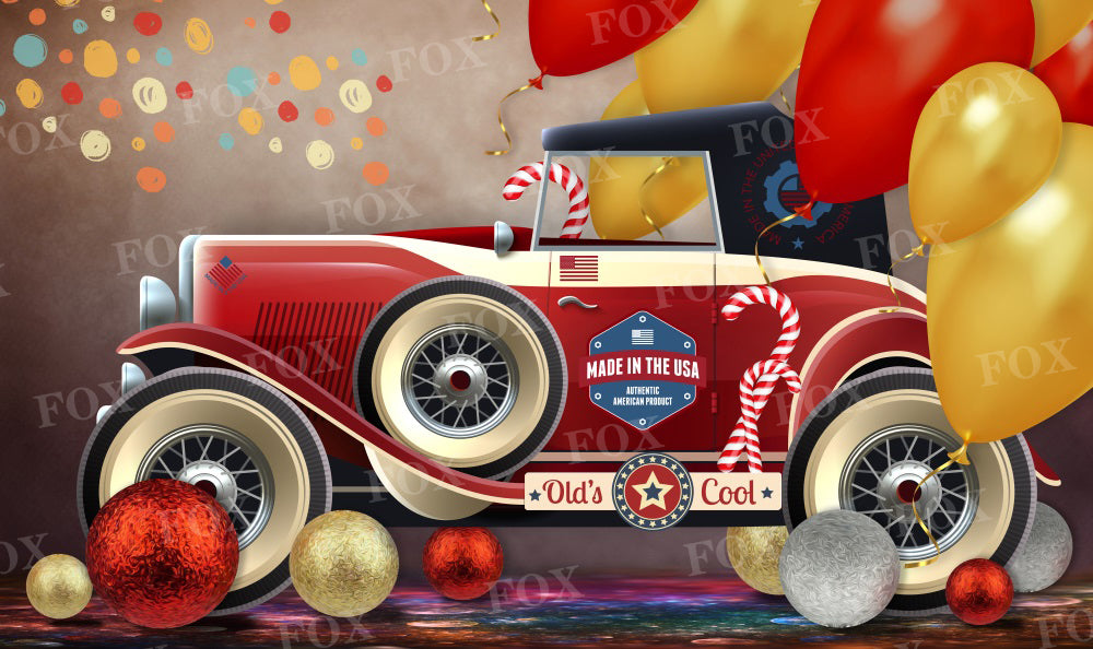 Fox Independence Day Car Fabric/Vinyl Backdrop