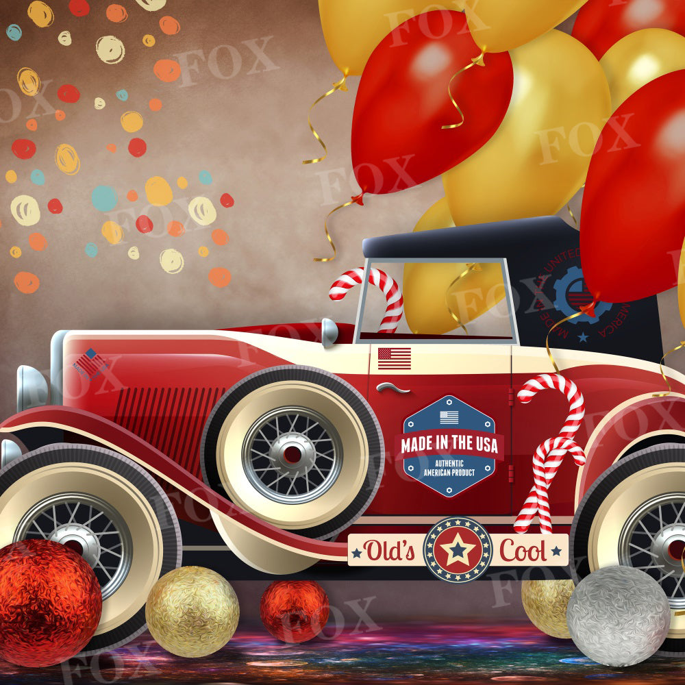 Fox Independence Day Car Fabric/Vinyl Backdrop