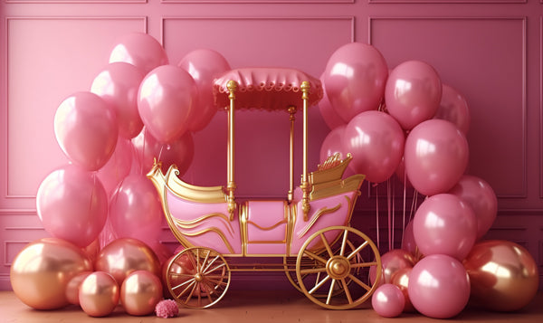 Fox Pink Birthday Fairy Tale Carriage Vinyl Backdrop