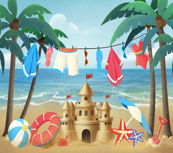 Fox Summer Beach Vinyl Photography Backdrop