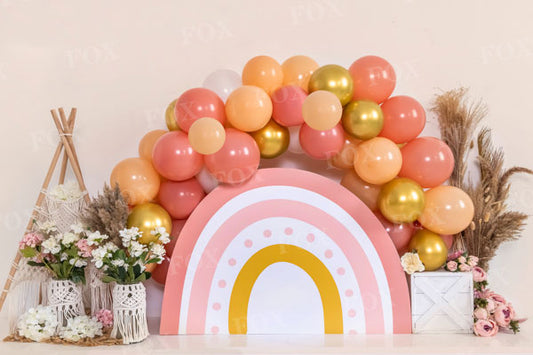 Fox Boho Birthday Balloon Vinyl Backdrop