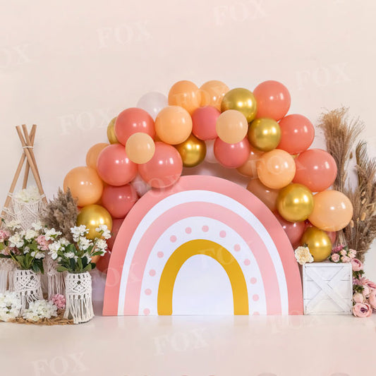 Fox Boho Birthday Balloon Vinyl Backdrop