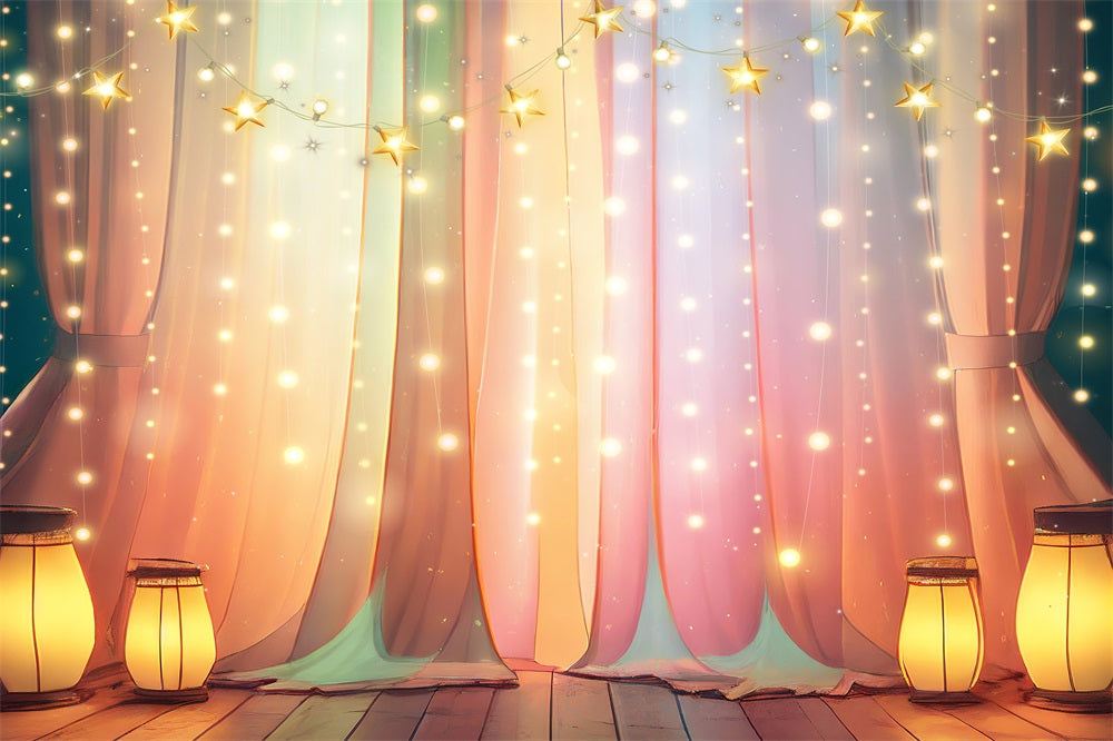 Fox Curtain Waterfall Glow Vinyl Photography Backdrop