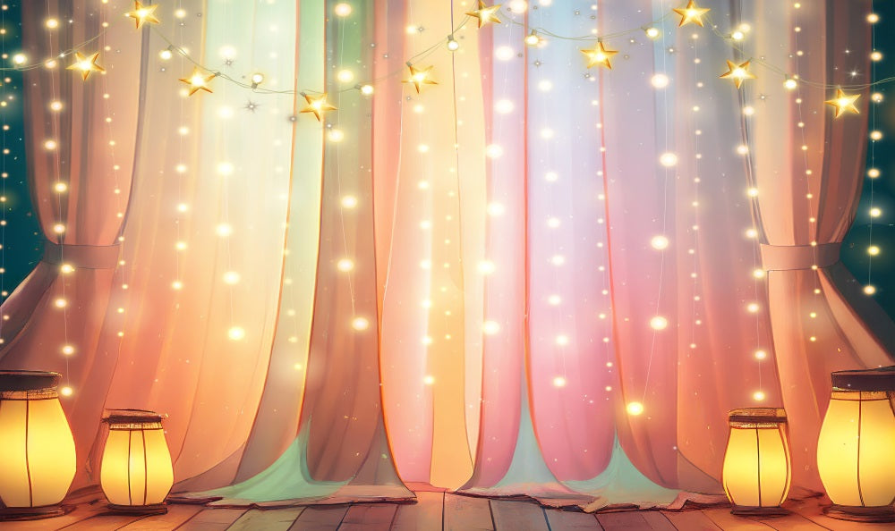 Fox Curtain Waterfall Glow Vinyl Photography Backdrop