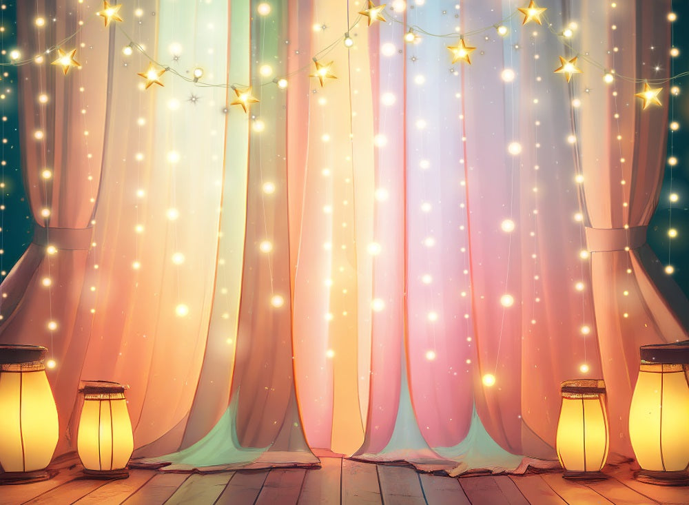 Fox Curtain Waterfall Glow Vinyl Photography Backdrop