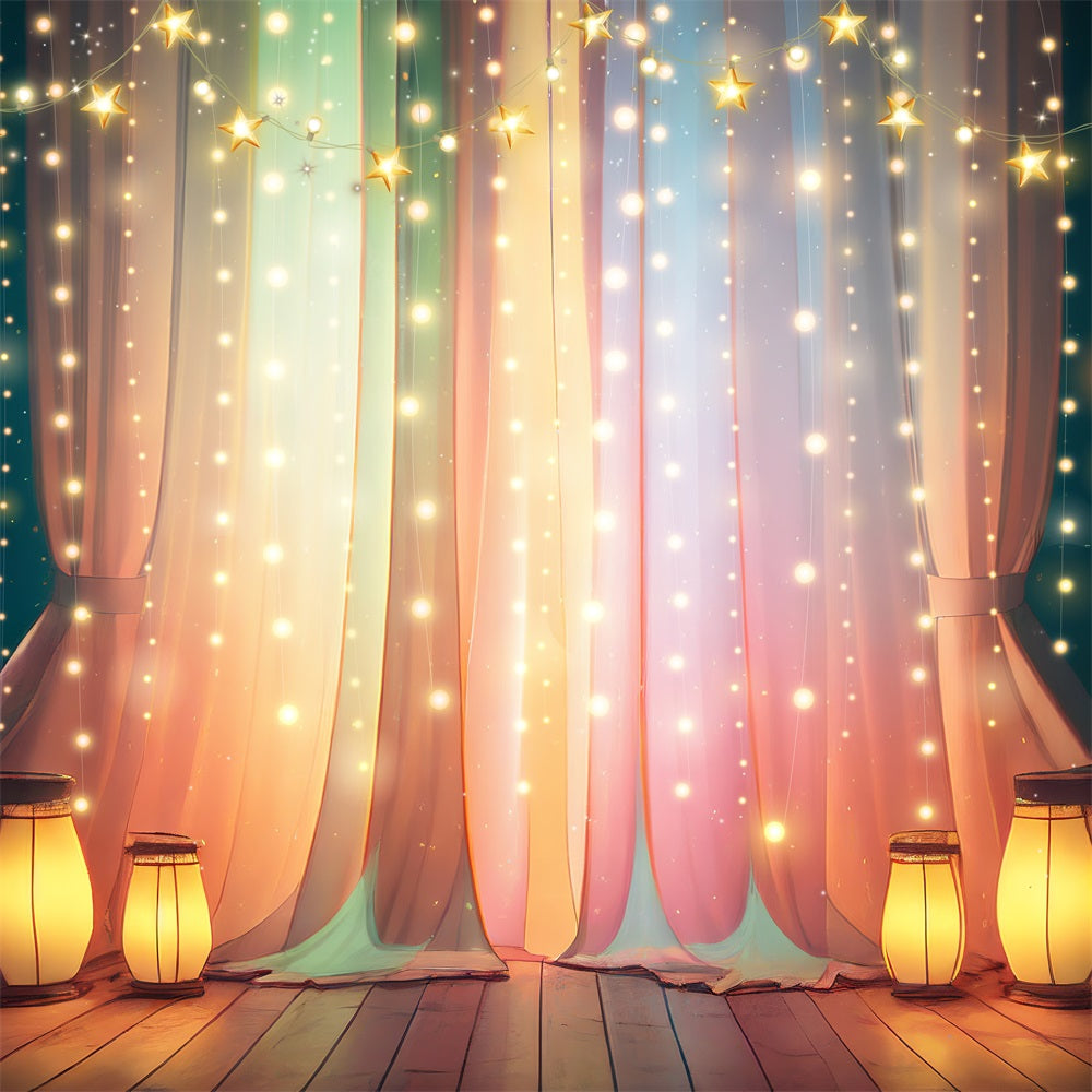Fox Curtain Waterfall Glow Vinyl Photography Backdrop