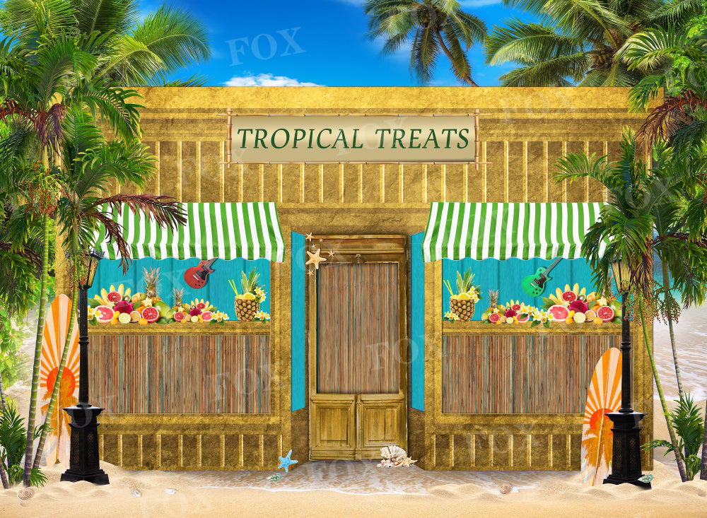 Fox Summer Tropical Treats Beach Photography Vinyl Backdrop