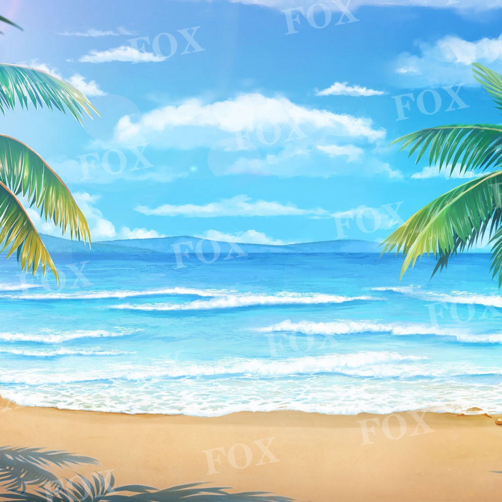 Fox Summer Beach Coconut Tree Vinyl Backdrop