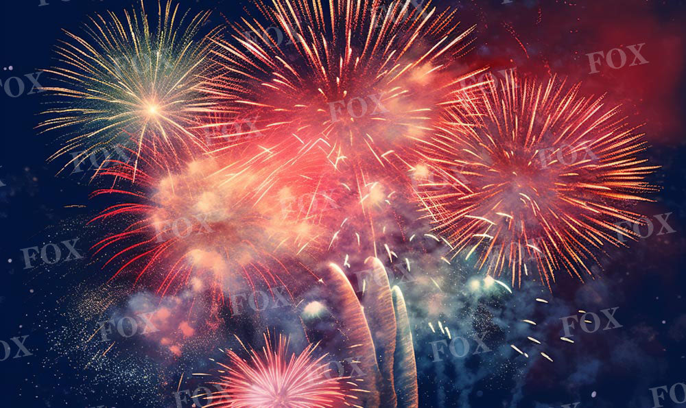 Fox Independence Day Fireworks Celebration Vinyl Backdrop