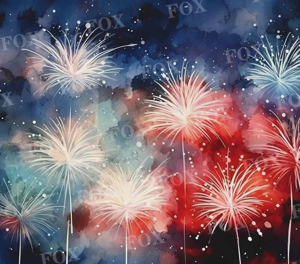 Fox Independence Day Fireworks Night Vinyl Backdrop