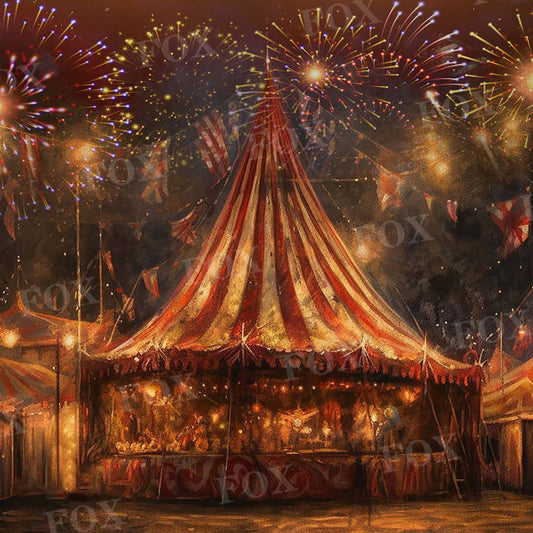 Fox Independence Day 4th of July Circus Vinyl Backdrop