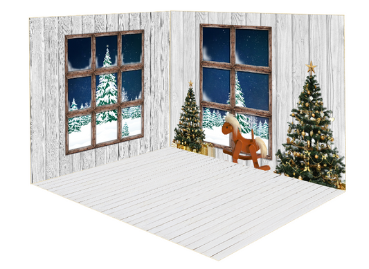 Fox Christmas Room Set Backdrop for Photography - Foxbackdrop