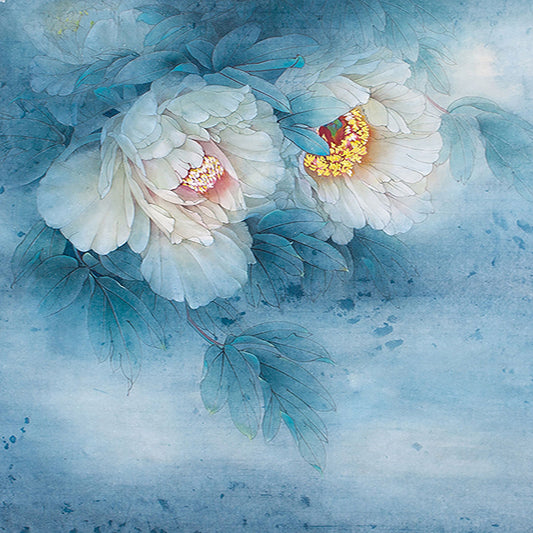 Fox Rolled Blue White Flowers Vinyl Photos Backdrop - Foxbackdrop