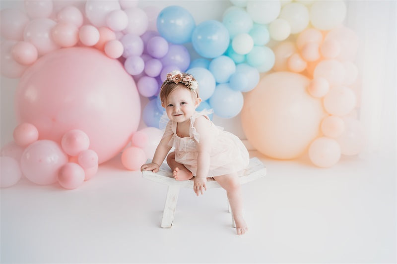 Fox Ombre Rainbow Cakesmash Birthday Vinyl Backdrop Design by Kali