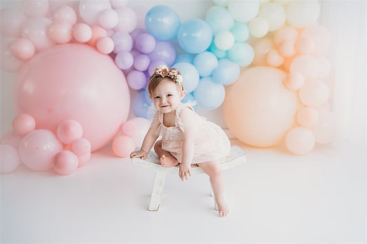 Fox Ombre Rainbow Cakesmash Birthday Vinyl Backdrop Design by Kali