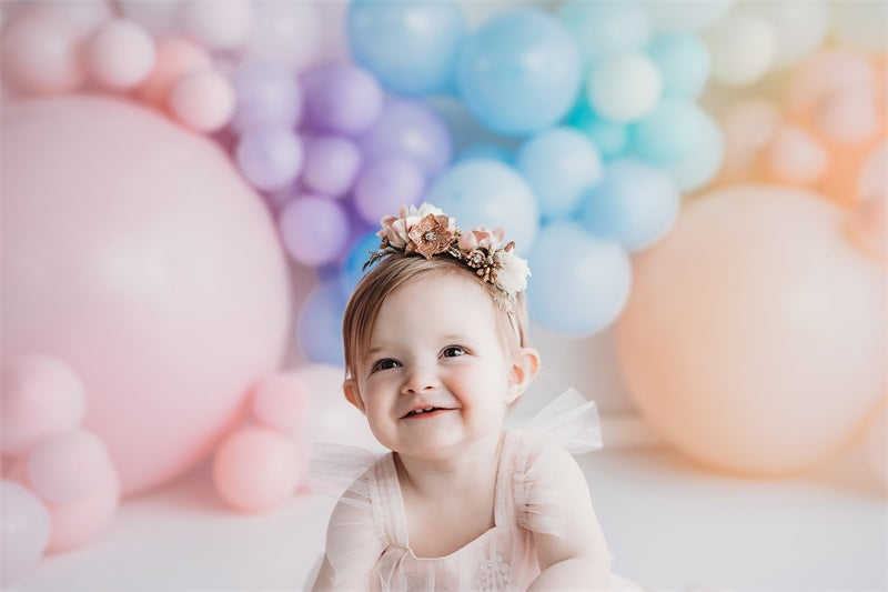 Fox Ombre Rainbow Cakesmash Birthday Vinyl Backdrop Design by Kali