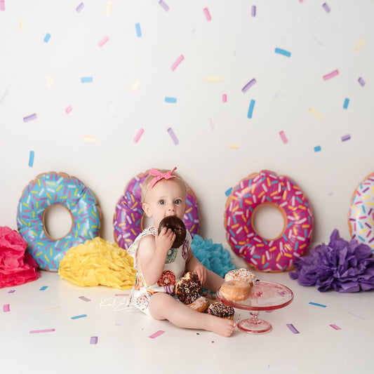 Fox Donuts Children Birthday Vinyl Backdrop Design by Kali - Foxbackdrop