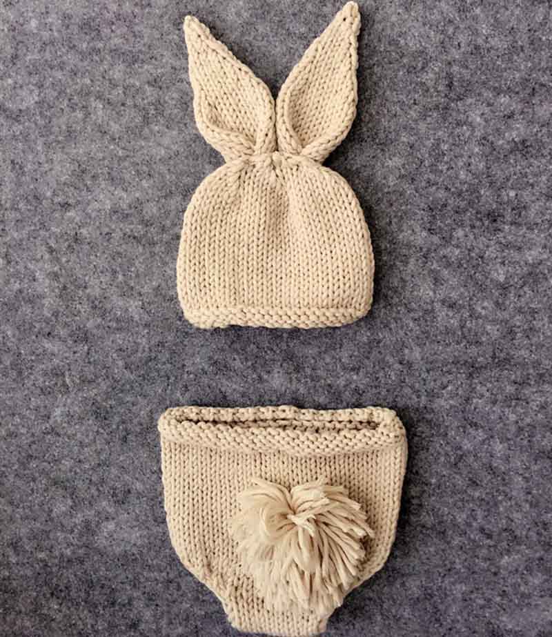 Fox 2pcs Studio Props Newborn Knitting Rabbit Suit - Foxbackdrop