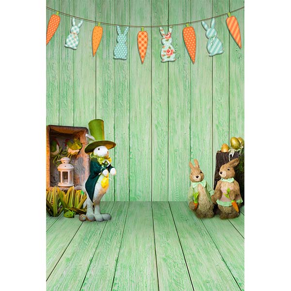Fox Rolled Wood Easter Rabbit Vinyl Backdrop - Foxbackdrop