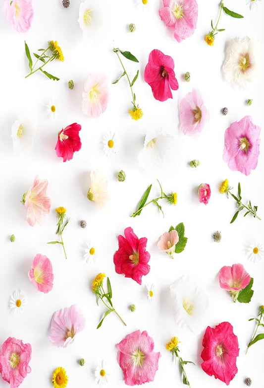 Fox Rolled Milk White Flowers Vinyl Photos Backdrop - Foxbackdrop