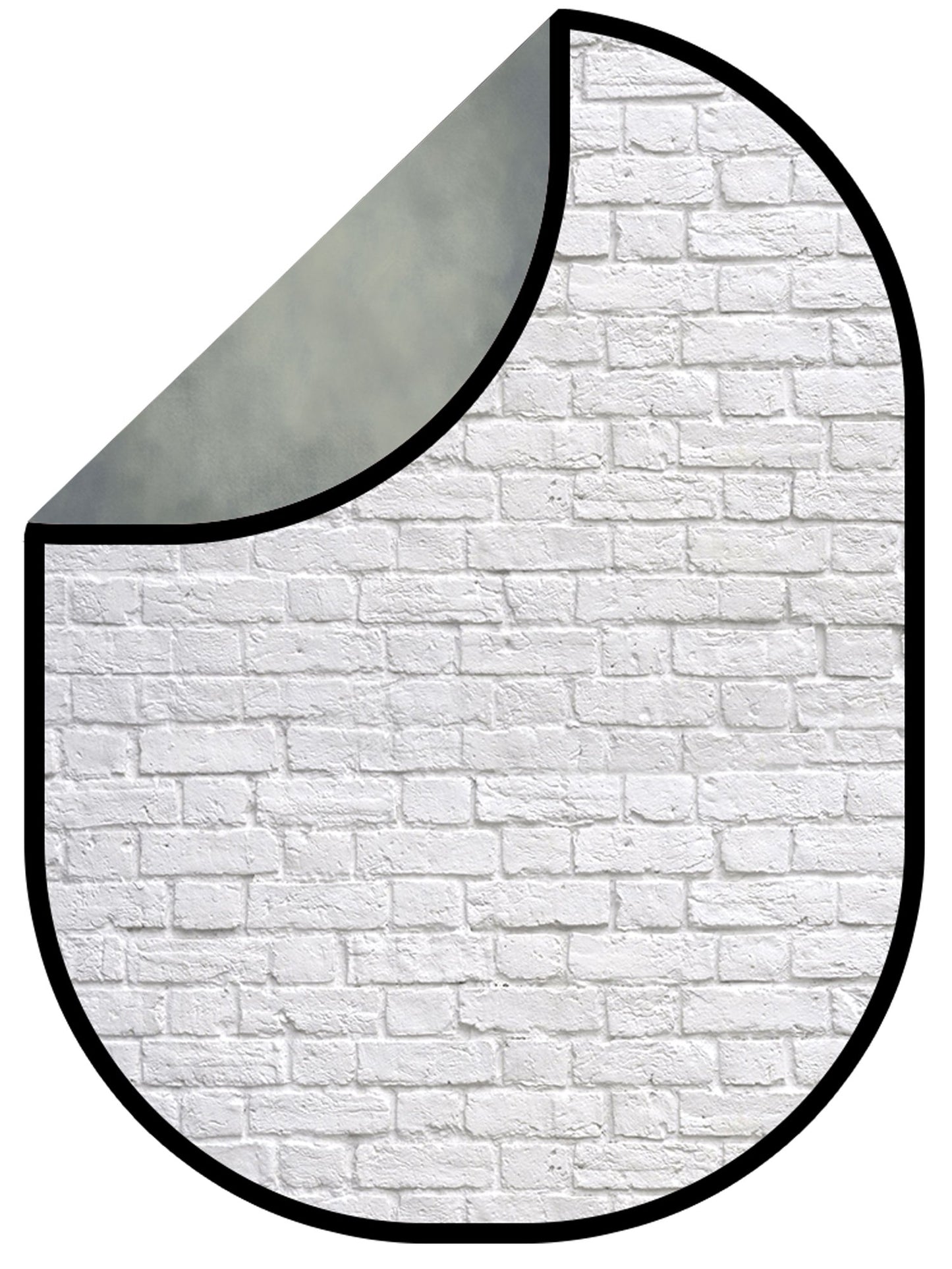 Fox Cold Tones Of Gray And Little Green/White Brick Solid Collapsible Backdrop Photography 5X6.5ft(1.5x2m) - Foxbackdrop