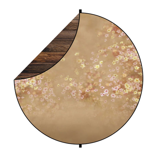 Fox Brown Wood/ Flowers Collapsible Photography Backdrop 5x5ft(1.5x1.5m) - Foxbackdrop