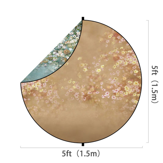 Fox Brown/ Green Flowers Collapsible Photography Backdrop 5x5ft(1.5x1.5m) - Foxbackdrop