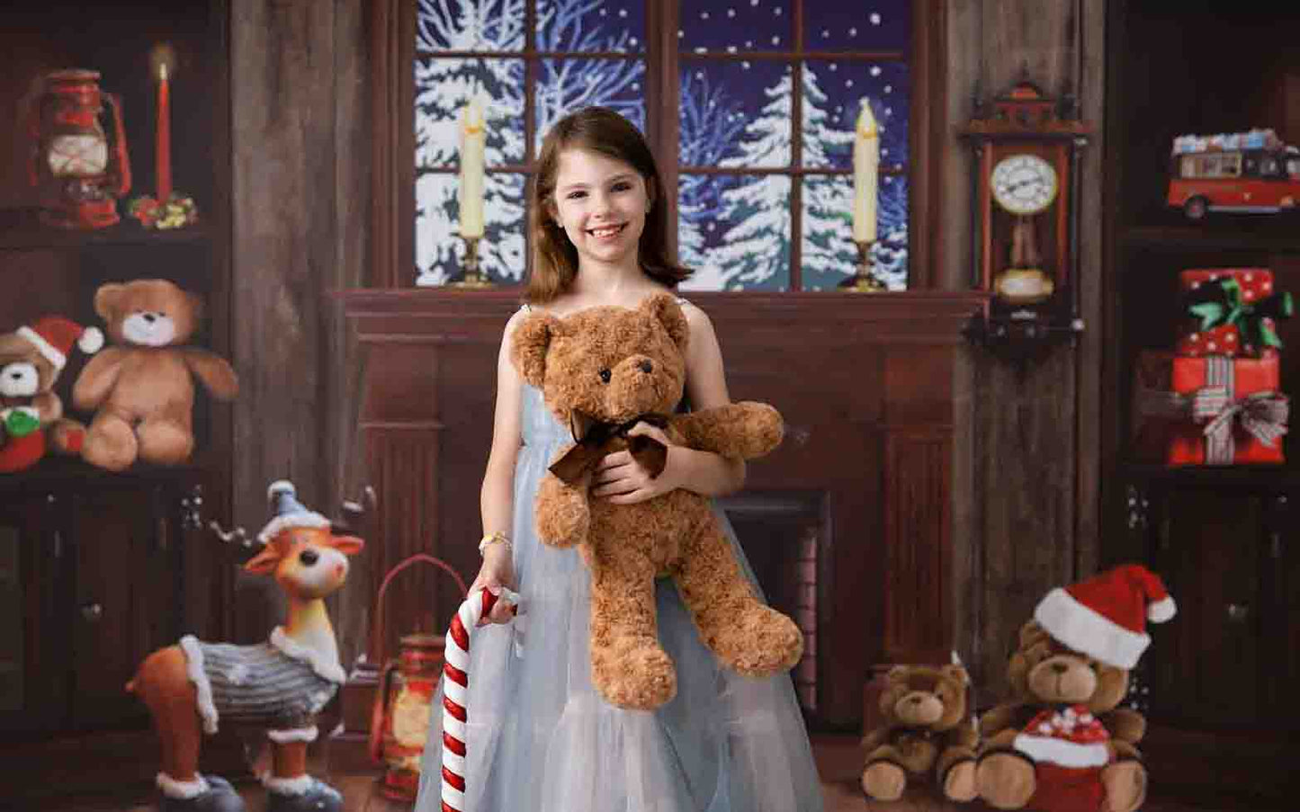 Fox Snow Fire Toy Christmas Vinyl Photo Backdrop