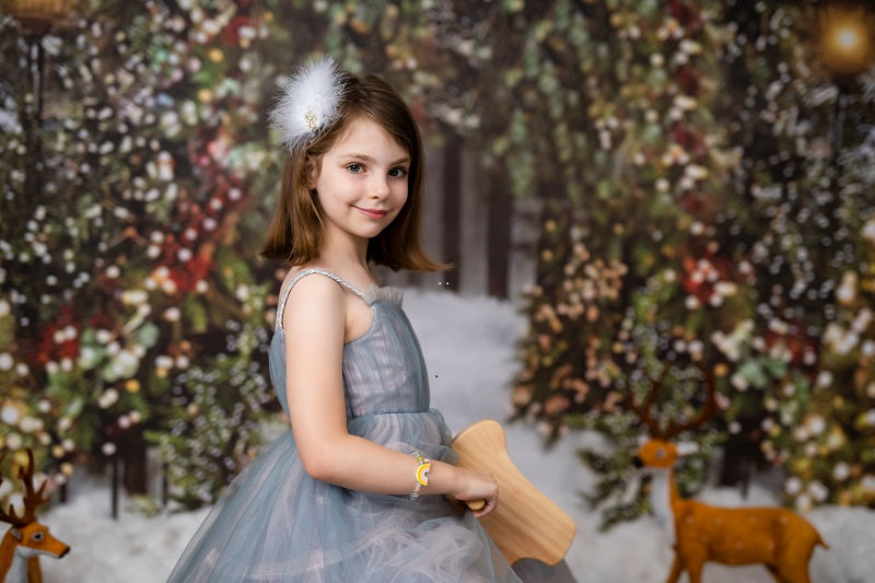 Fox Snow Lights Vinyl Christmas Backdrops