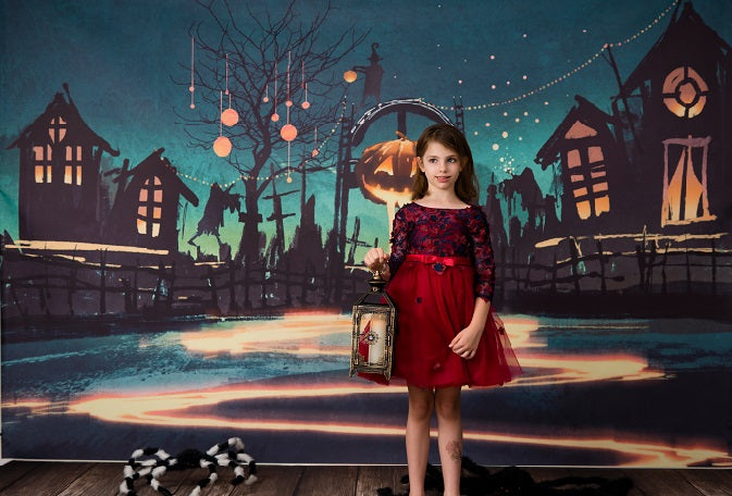 Fox Roll Halloween Night Waterproof Vinyl Backdrop