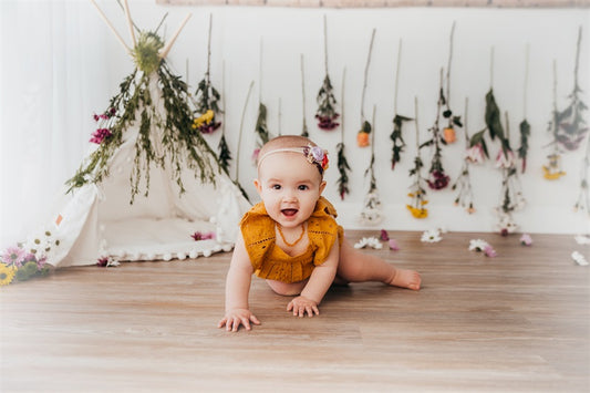 Fox Wildflower Spring Cakesmash Birthday Vinyl Backdrop Design by Kali