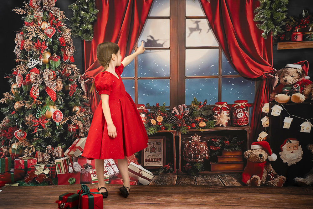 Fox Winter Christmas Photography Snow Tree Vinyl Backdrop
